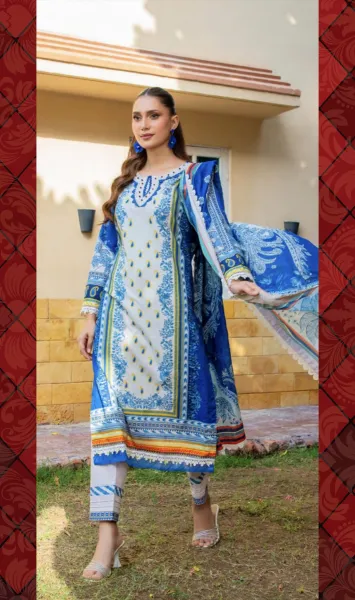 Pakistani Original Guladhar Premium Cambric Cotton Stitched 3pcs _ Beige